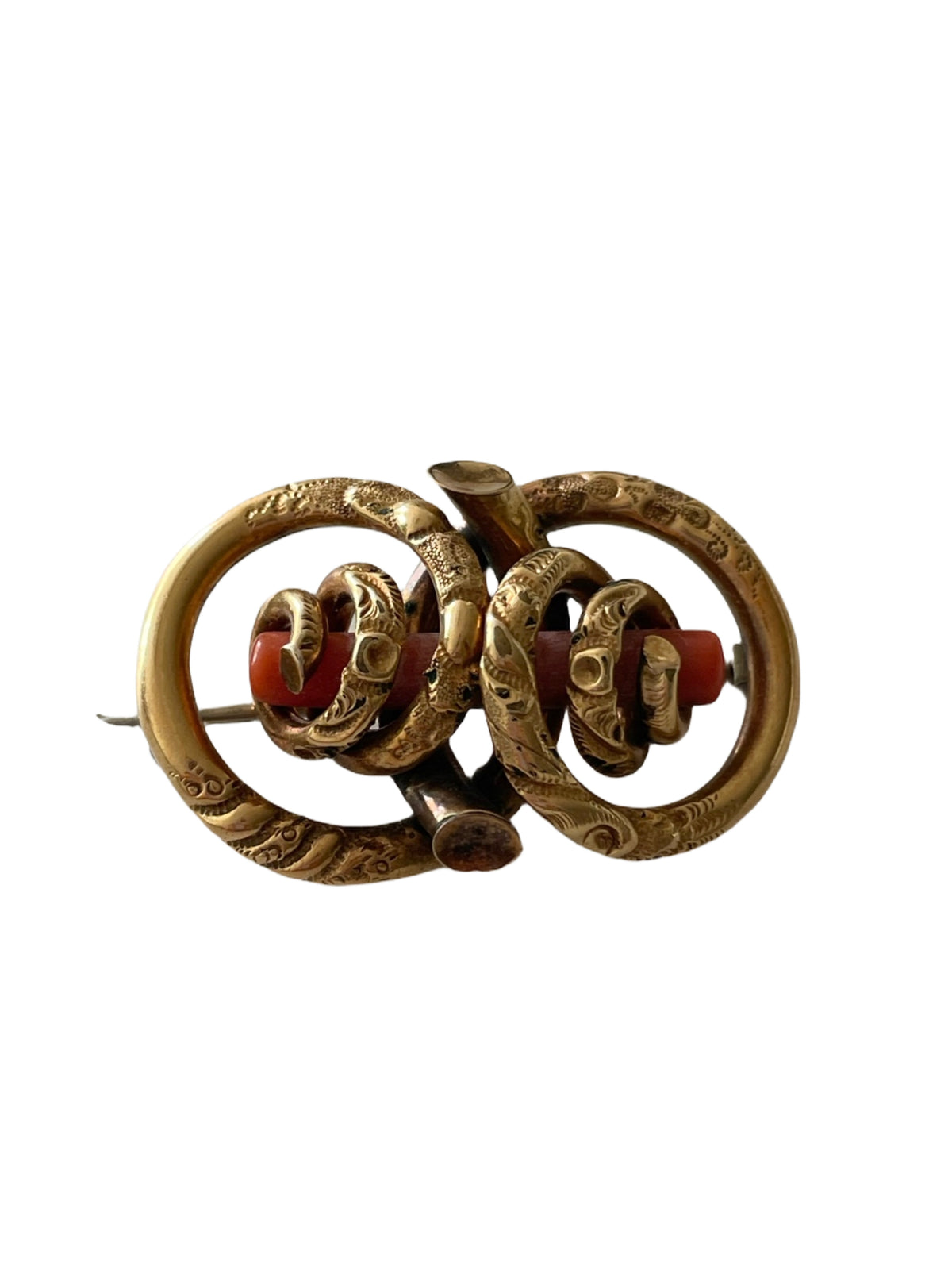 Victorian Love Knot Coral Brooch