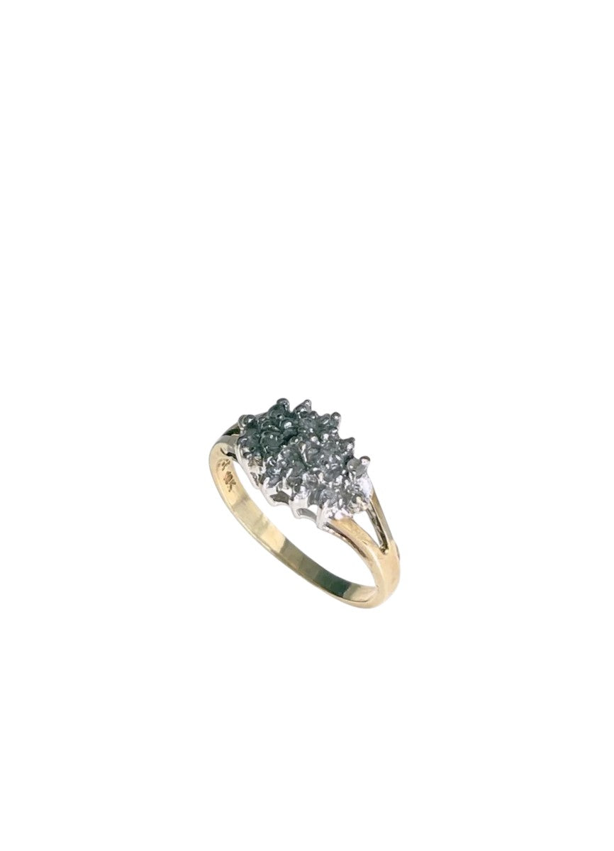 Art Deco Two-Tone 10K Gold Cluster Ring