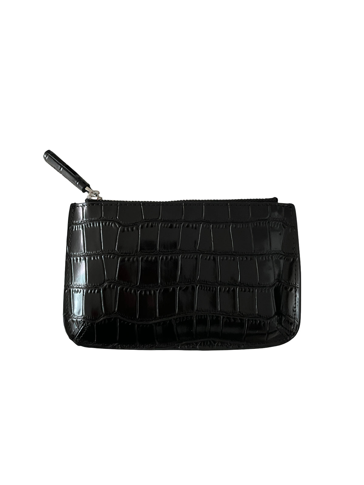 Croc-Embossed Leather Multi-Pouch Wallet with Strap