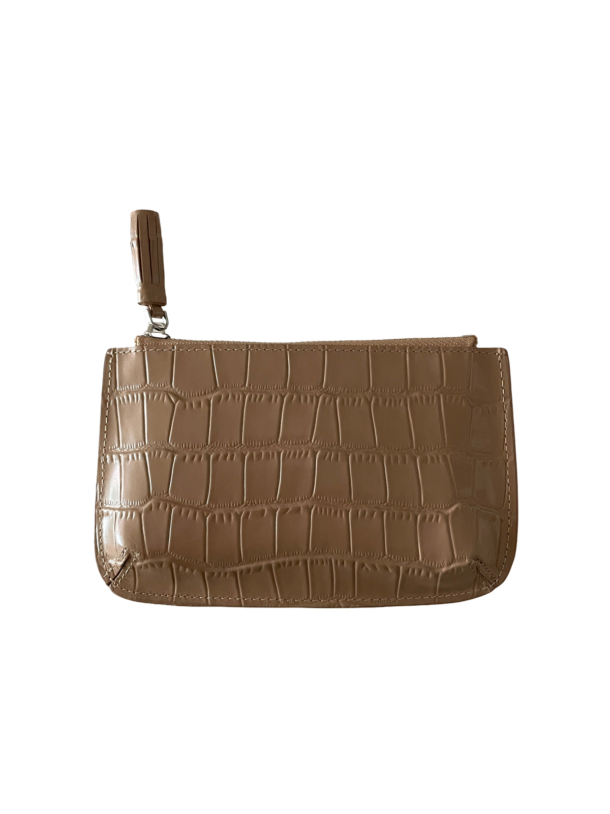 Croc-Embossed Leather Multi-Pouch Wallet with Strap