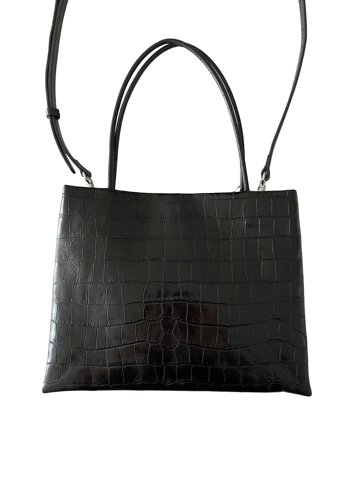 Premium Korean Croc-Embossed Leather Top Handle Bag