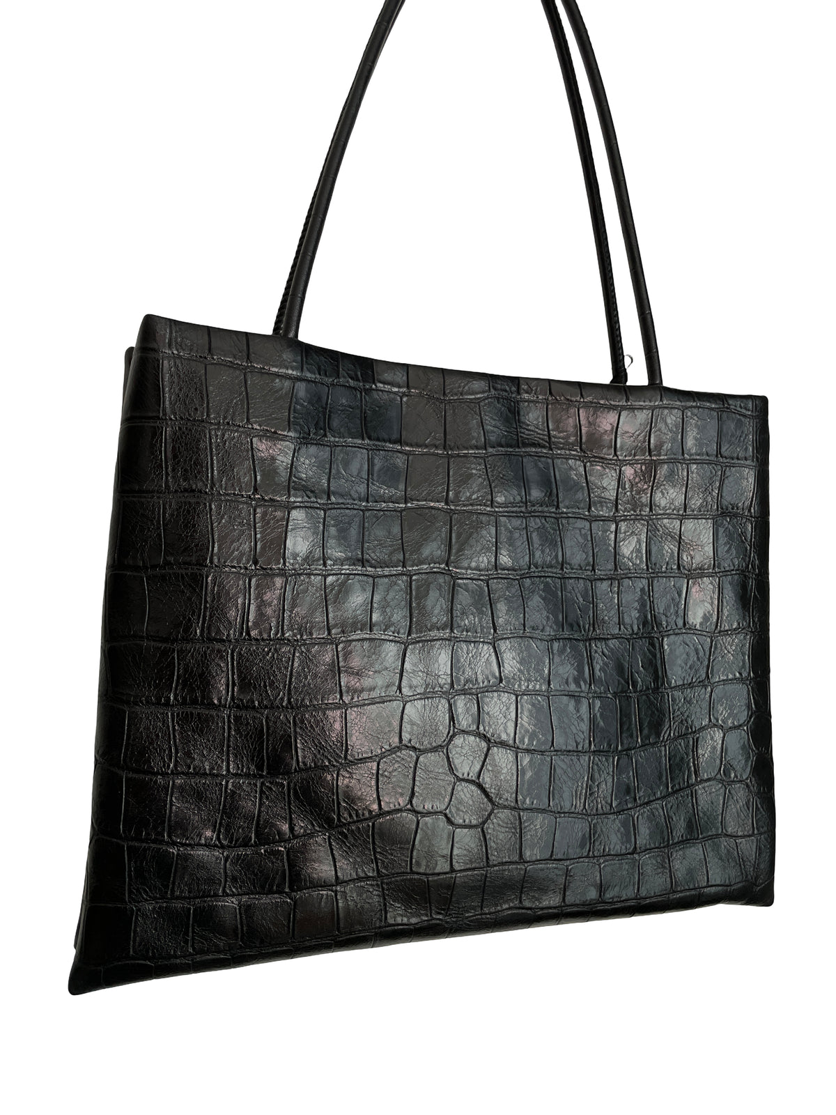 Premium Korean Croc-Embossed Leather Top Handle Bag