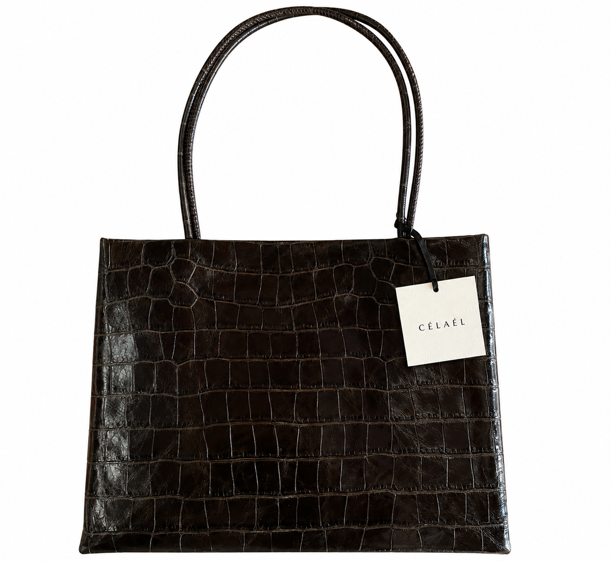 Premium Korean Croc-Embossed Leather Top Handle Bag