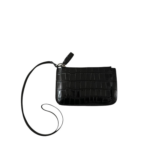 Croc-Embossed Leather Multi-Pouch Wallet with Strap